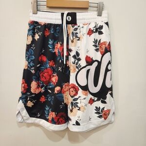 Hoop Culture Shorts Mens Small Floral 9" Inseam Vibes Basketball NBA Drawstring
